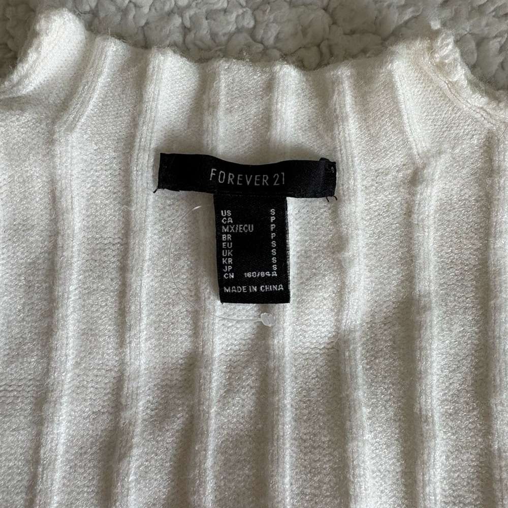 Forever 21 Cream Ribbed Crew Neck Sweater